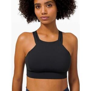 Lululemon Strong at Heart Black Sports Bra Medium Support, C/D Cup, Size 8